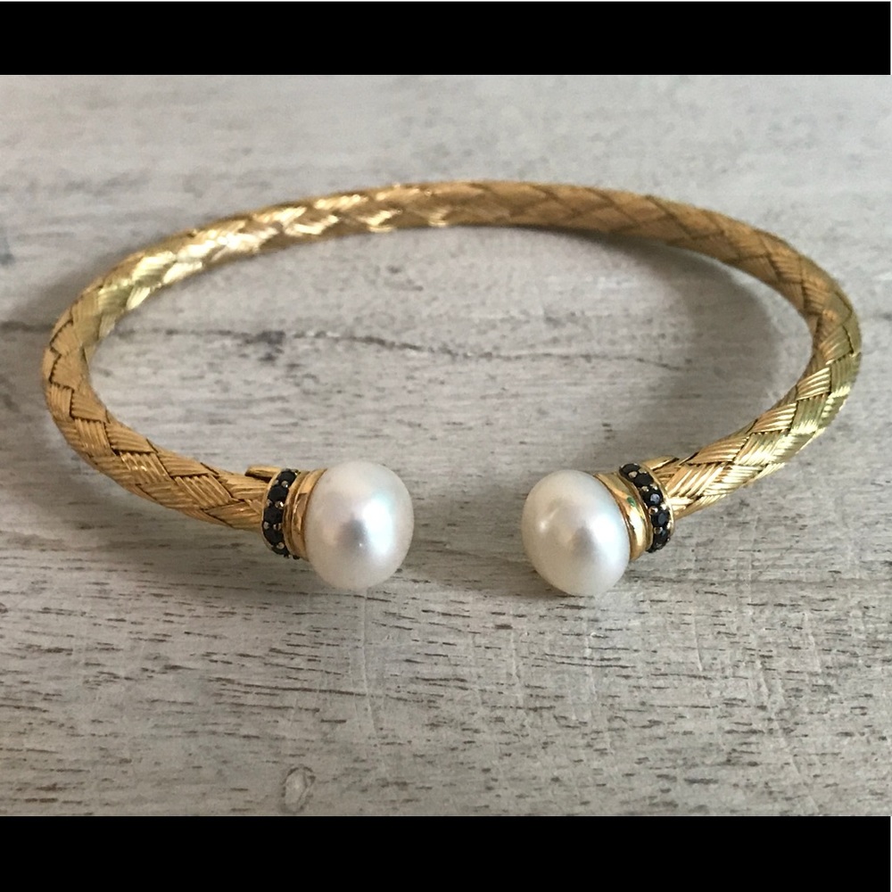 Italian Bronze Honora pearl Cuff Bracelet